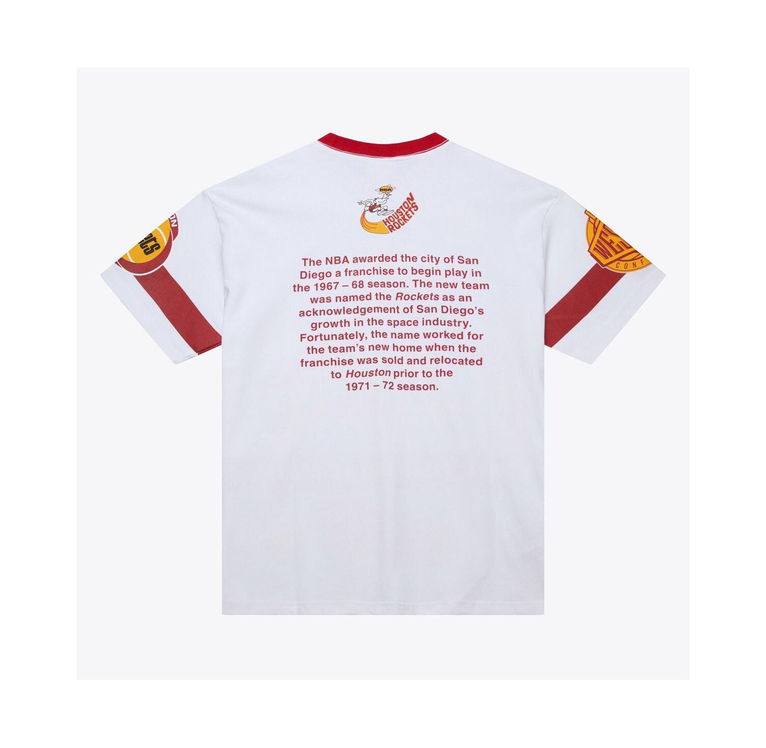 Men's White Houston Rockets Hardwood Classics Team Origins Vintage Logo T-Shirt