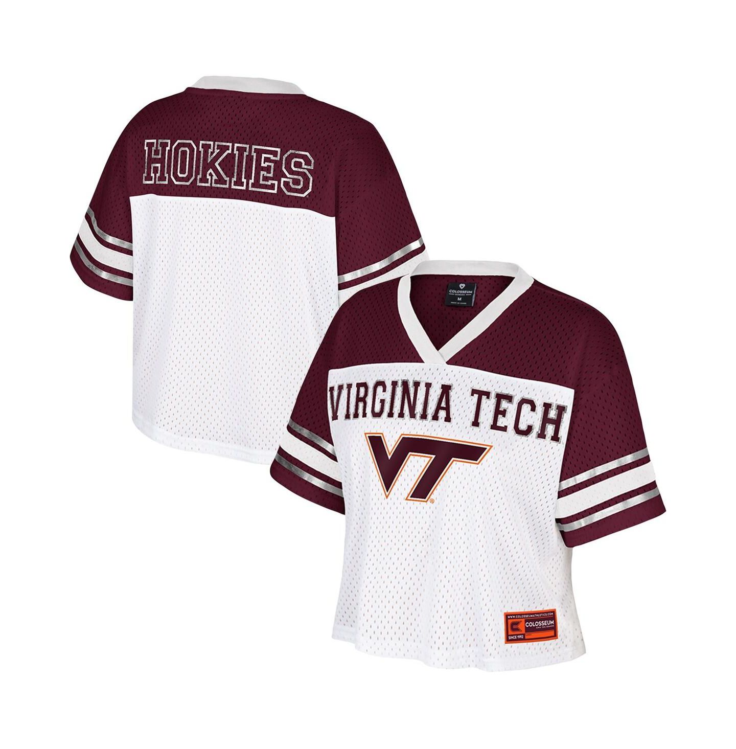Женский топ Colosseum White Virginia Tech Hokies Treasure Cropped Football Jersey — фото 1