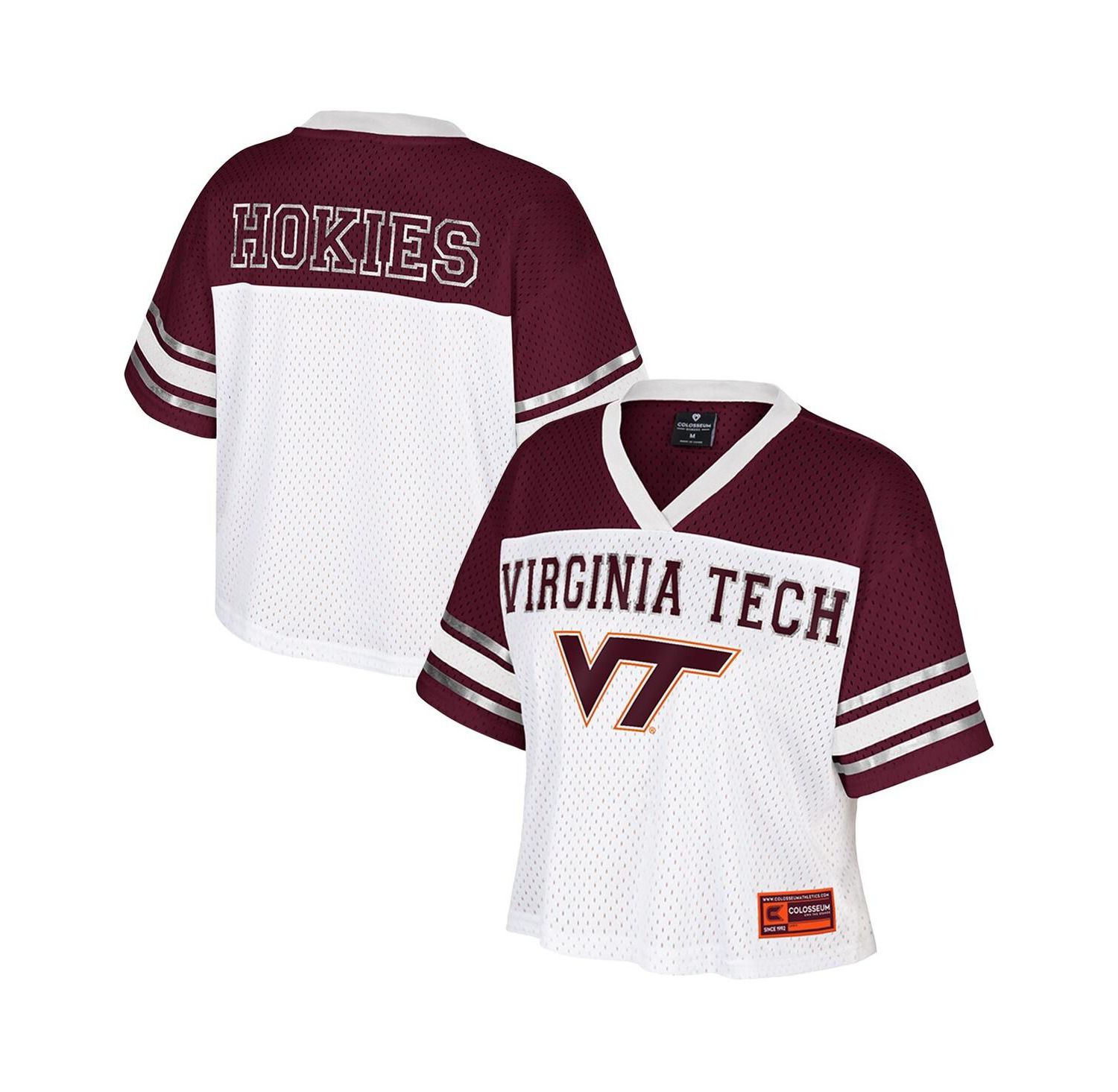 Women's White Virginia Tech Hokies Treasure Cropped Football Jersey