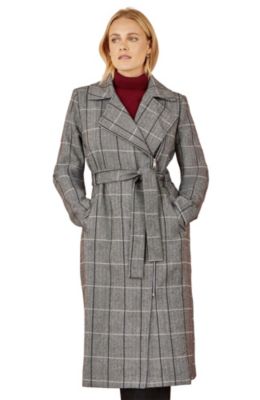 Women's Check Oversize Long Biker Coat
