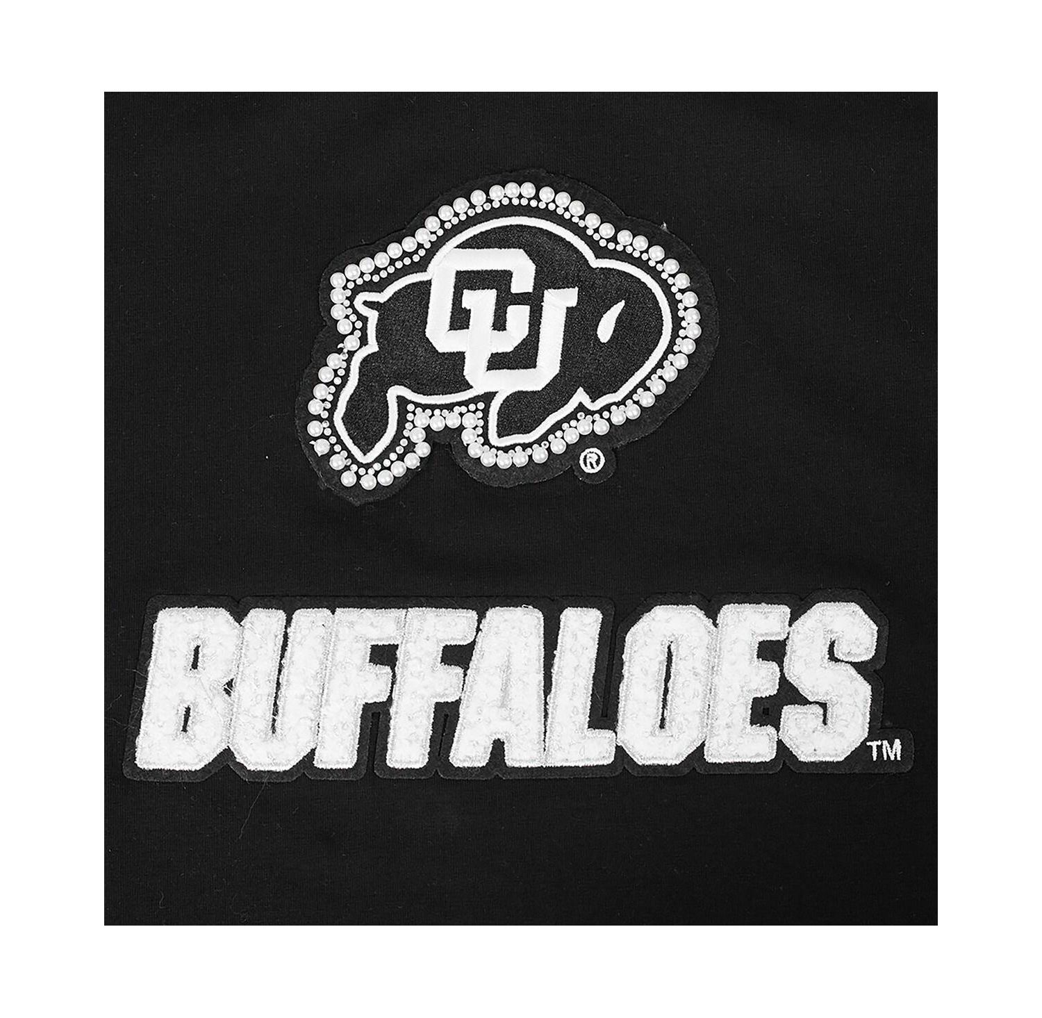 Women's Black Colorado Buffaloes Rhinestone Boxy Cropped T-Shirt