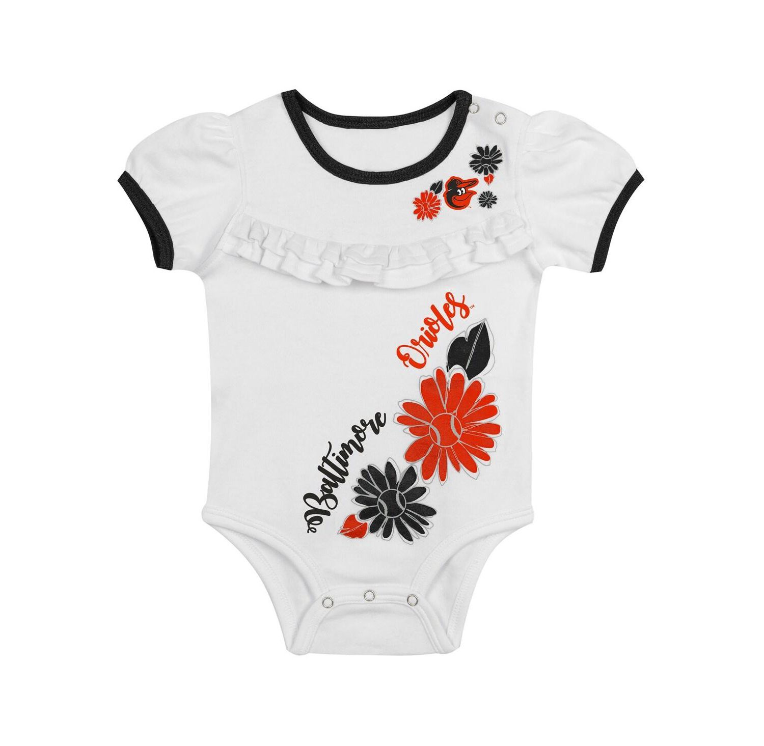 Baby Boys and Girls 3-Piece White Baltimore Orioles Sweet Catcher Bodysuit, Headband and Skirt Set