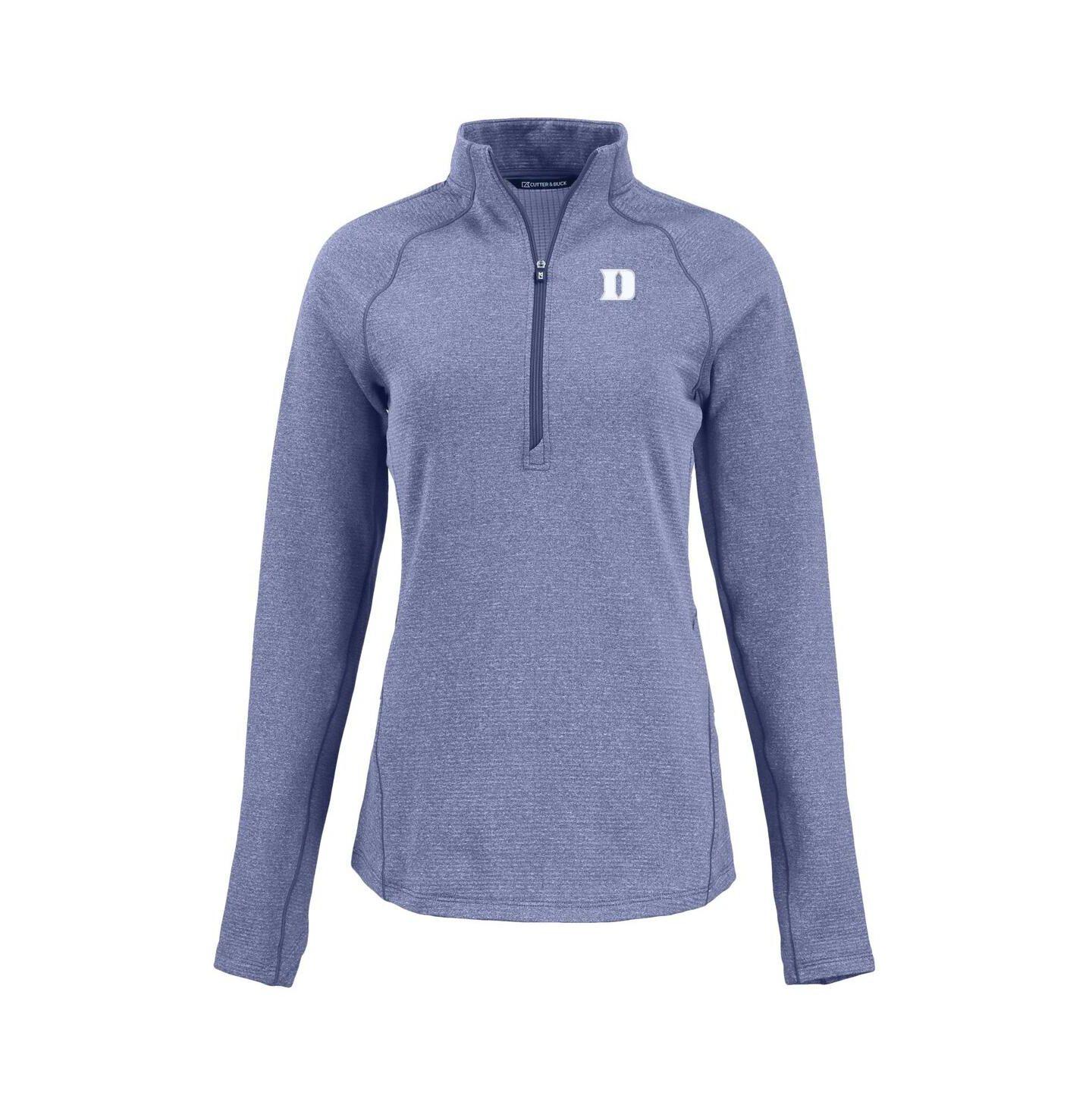 Женская куртка Cutter & Buck Heather Blue Duke Blue Devils Peshastin Eco Fleece Half-Zip Tri-Blend — фото 2