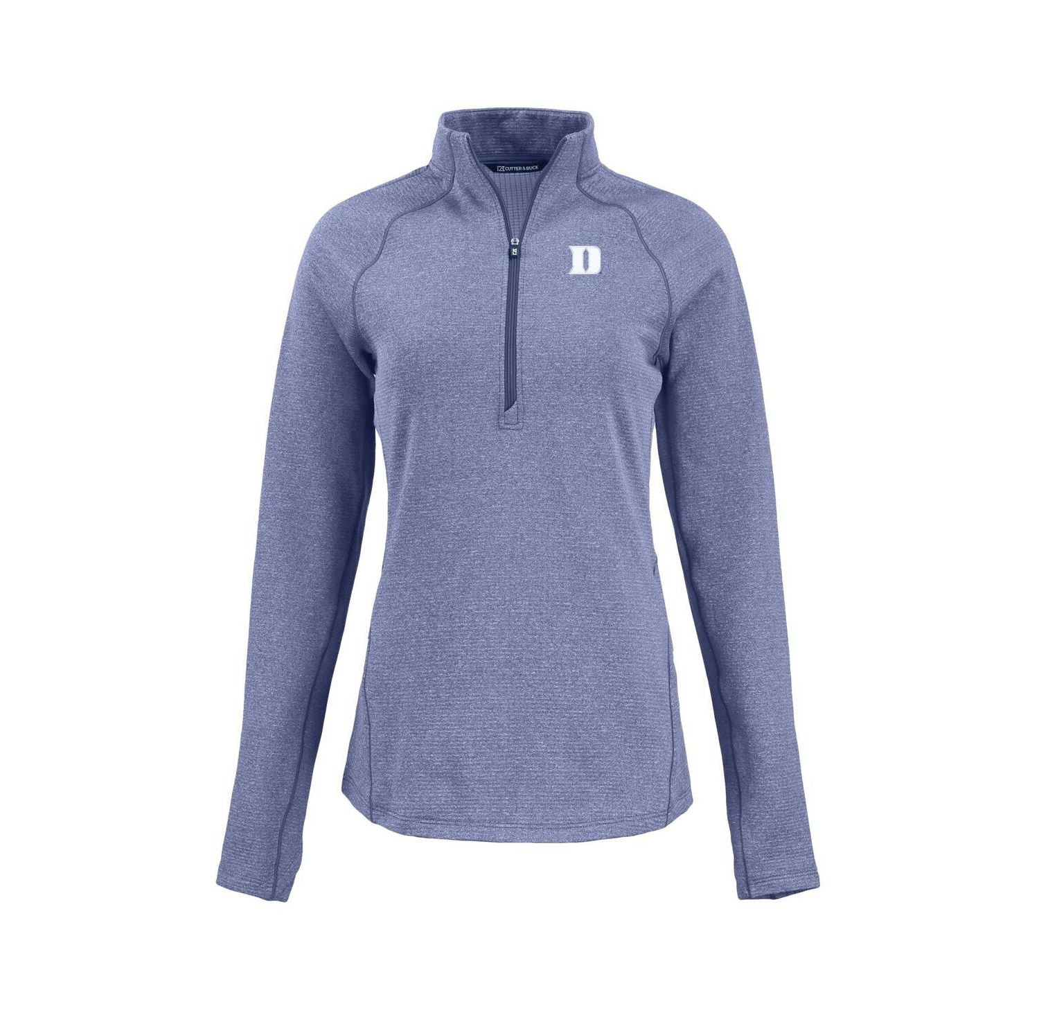 Women's Heather Blue Duke Blue Devils Peshastin Eco Fleece Half-Zip Tri-Blend Jacket