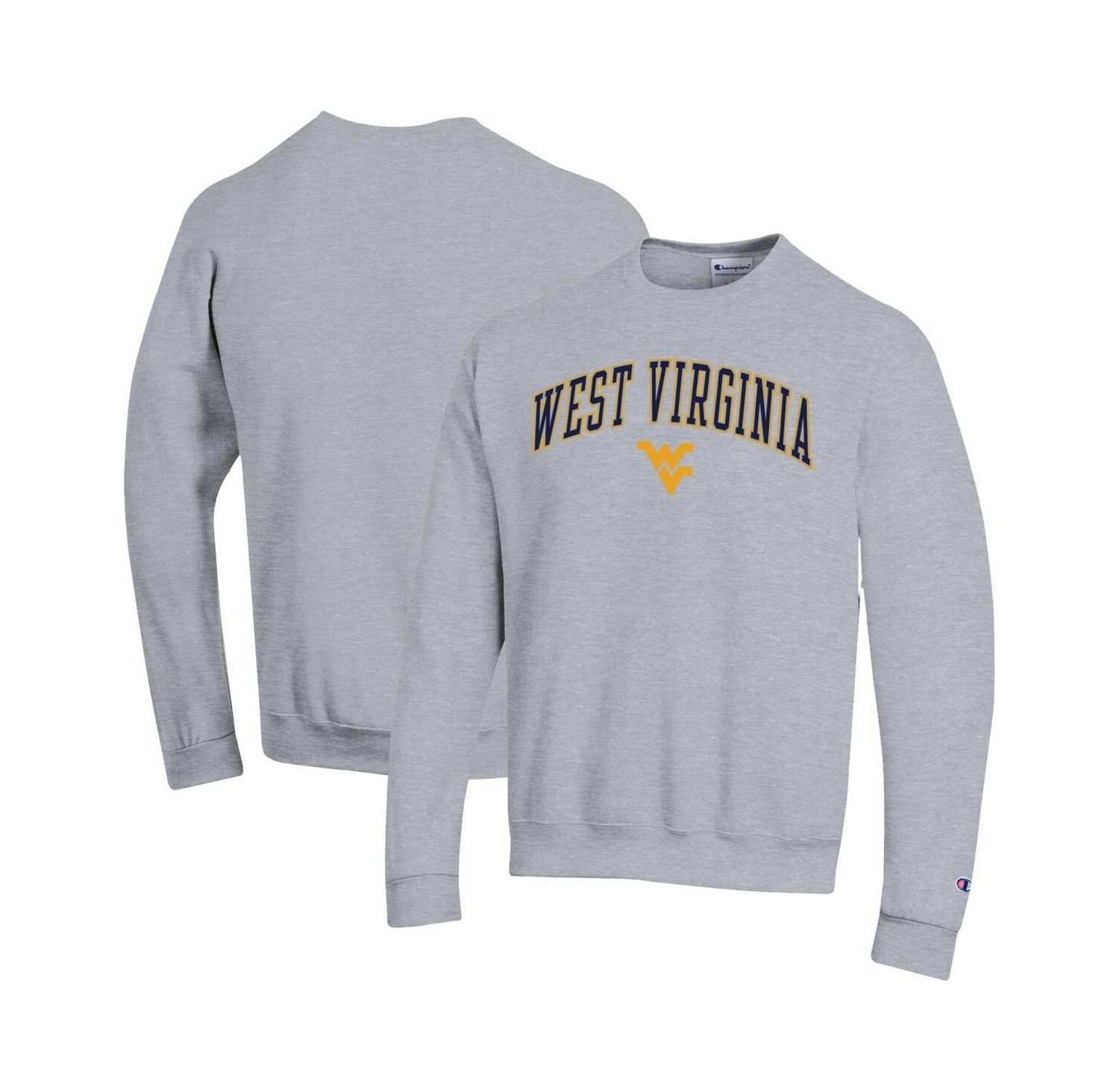 Men's Heather Gray West Virginia Mountaineers Arch Over Logo Pullover Sweatshirt
