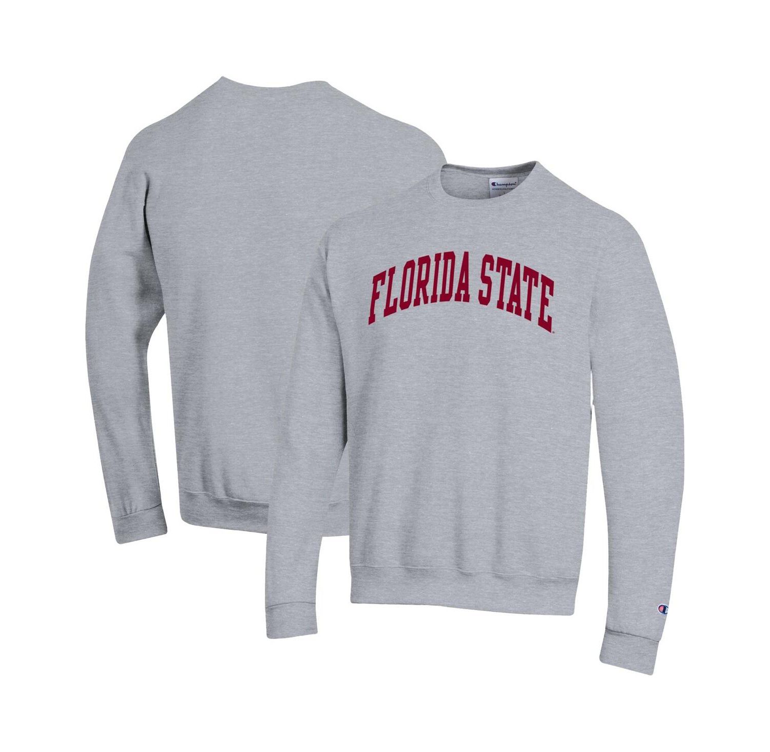 Men's Heather Gray Florida State Seminoles Basic Arch Fleece Pullover Sweatshirt