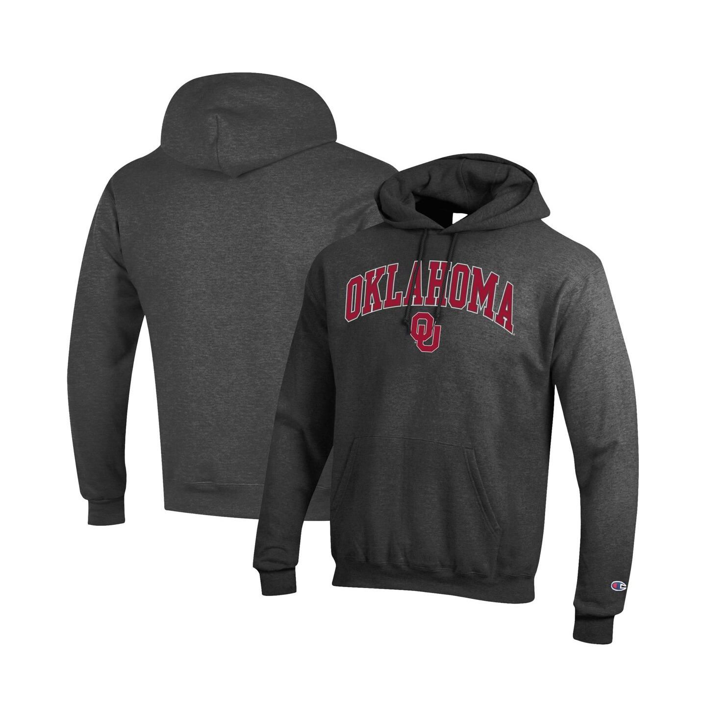 Мужское худи Champion Heather Gray Oklahoma Sooners Arch Over Logo Pullover, цвет: Угольный — фото 1