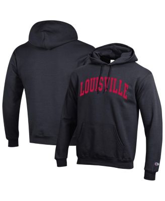 Men's Black Louisville Cardinals Basic Arch Fleece Pullover Hoodie