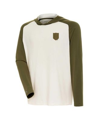 Men's Cream/Olive Vegas Golden Knights Intrepid Sand Raglan Long Sleeve Hoodie T-Shirt