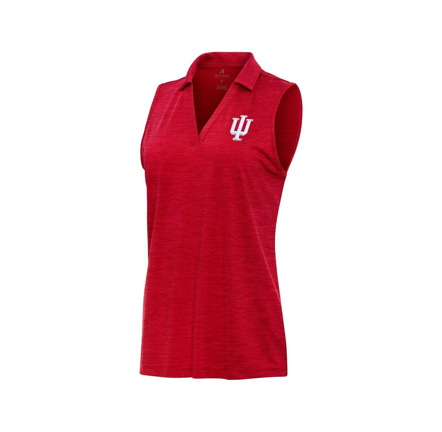 Women's Heather Crimson Indiana Hoosiers Layout Sleeveless V-Neck Polo Shirt