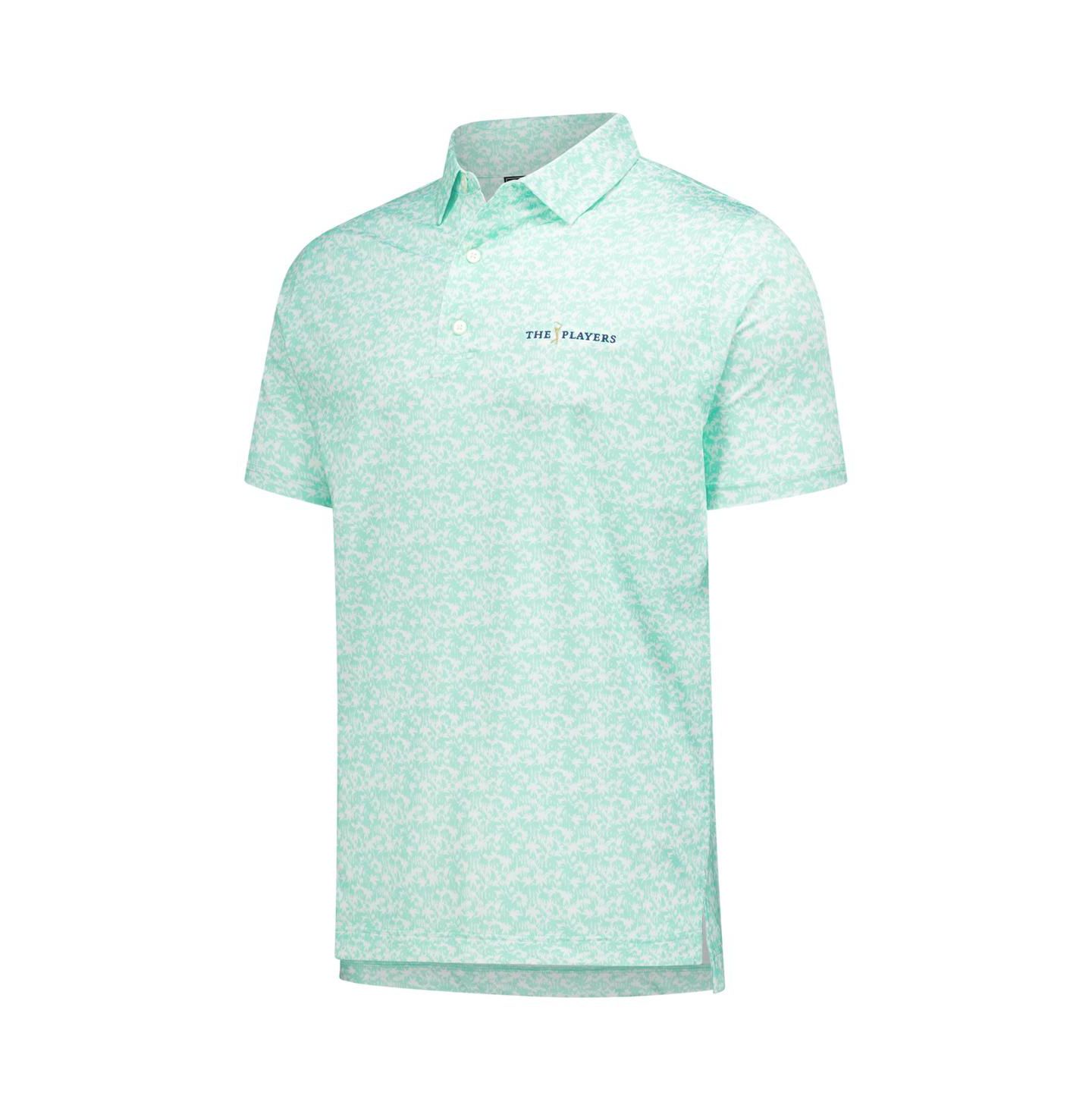 Мужское поло FootJoy Teal the Players Hidden Palm Print Lisle Polo Shirt — фото 2