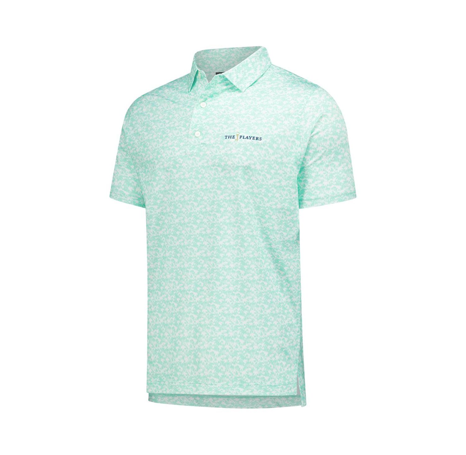 Men's Teal THE PLAYERS Hidden Palm Print Lisle Polo Shirt