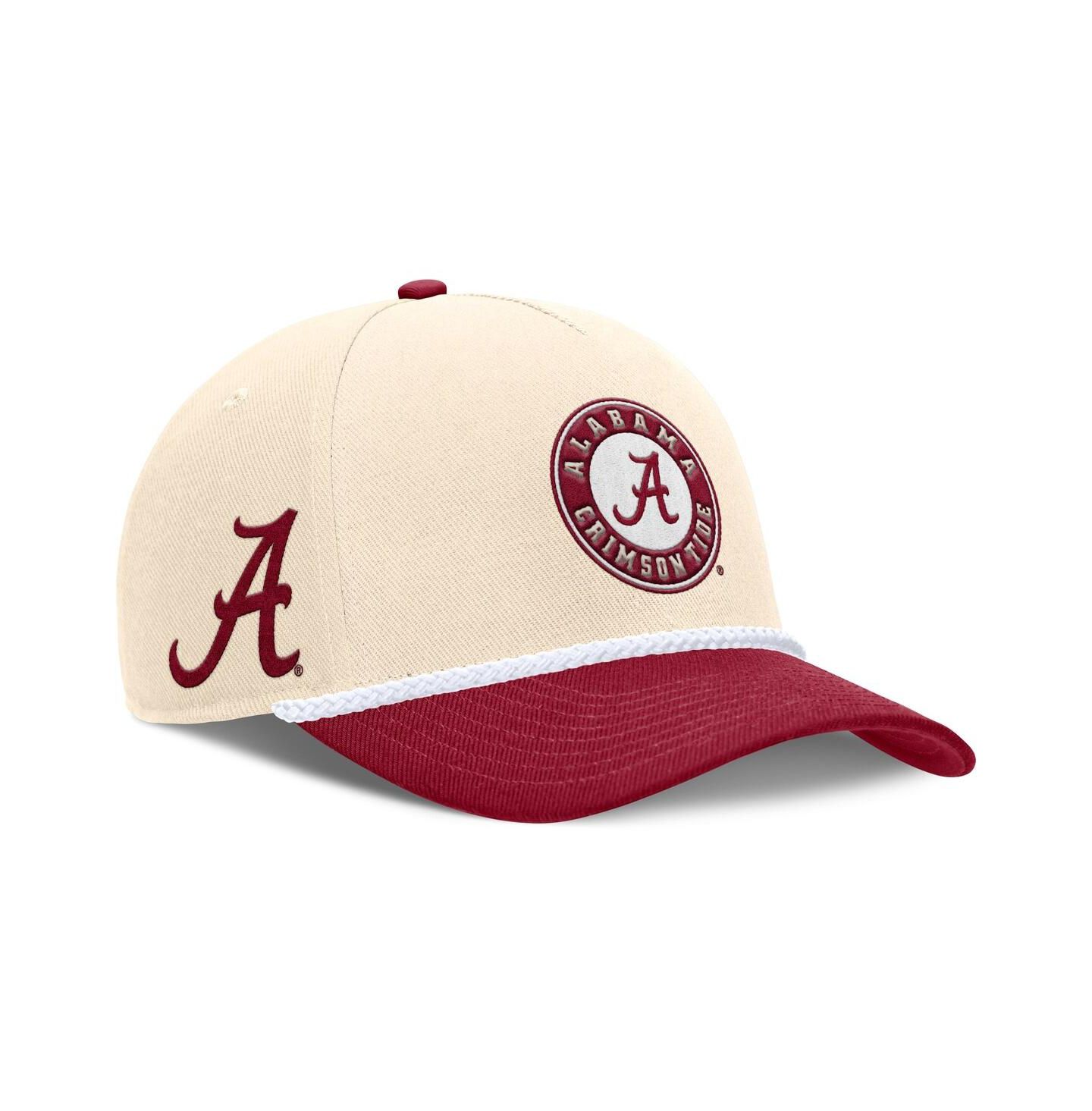 Головной убор Nike Natural Alabama Crimson Tide 2026 Primetime Natural 5-Panel Rope 2-Tone Rise Hat — фото 1