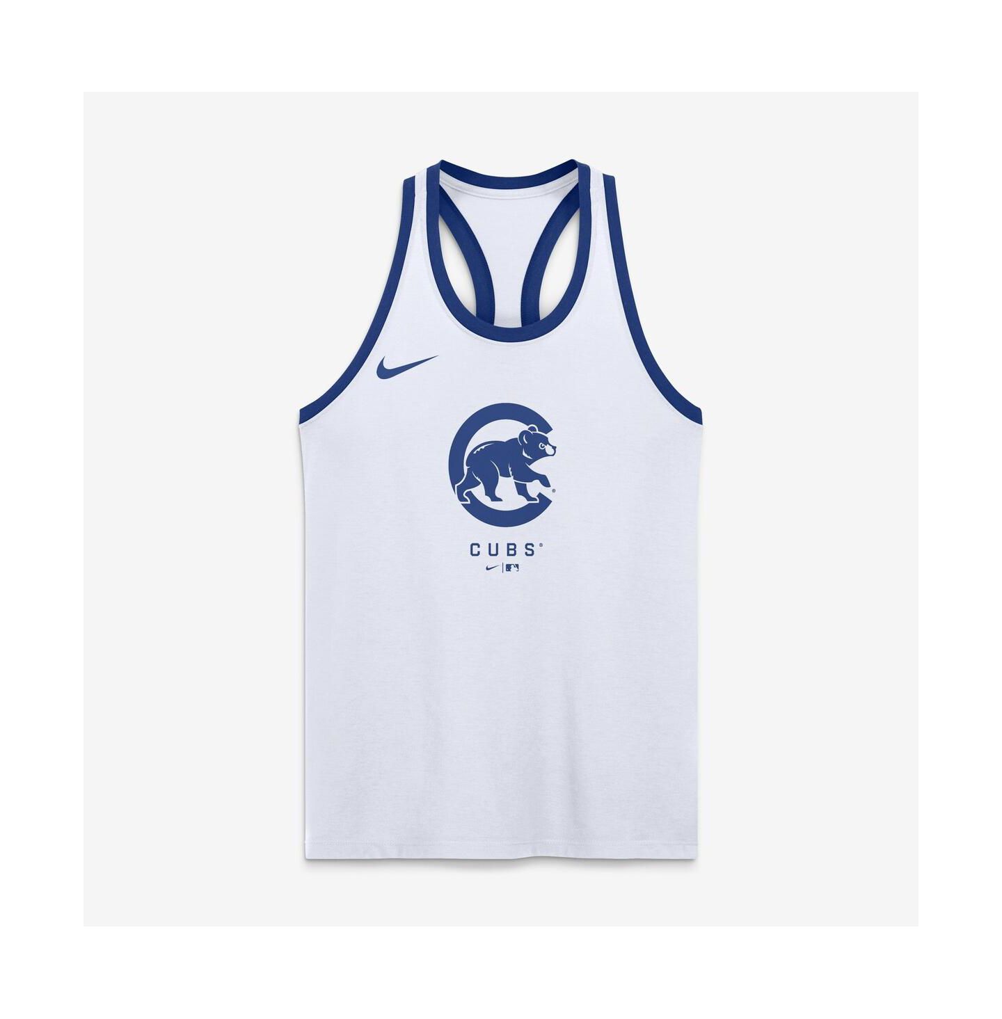 Женский топ Nike White Chicago Cubs Tri-Blend Dri-FIT Racerback — фото 4