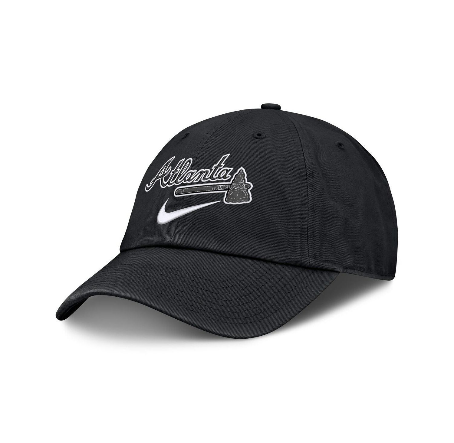 Men's Black Atlanta Braves Primetime Club Adjustable Hat