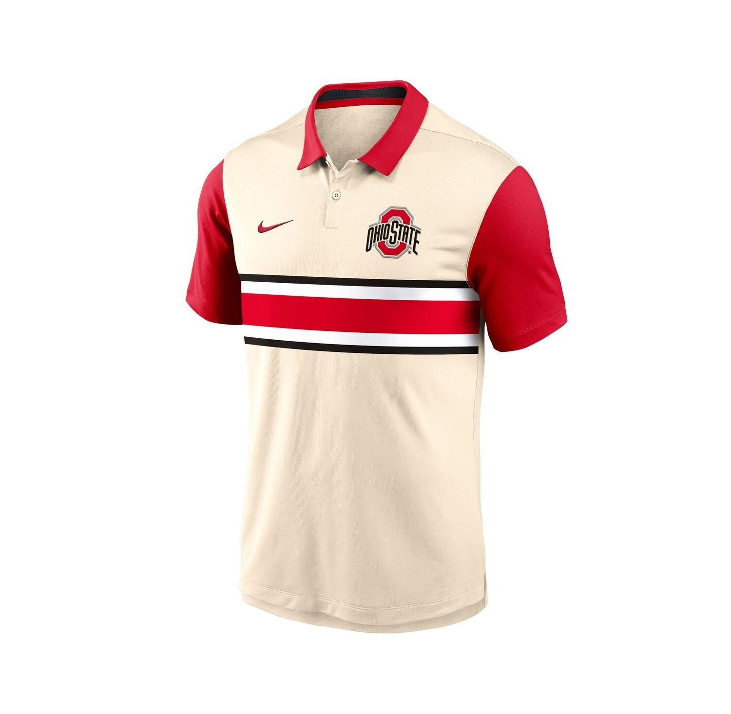 Men's Natural/Scarlet Ohio State Buckeyes Vapor Primary Logo Dri-FIT Polo Shirt