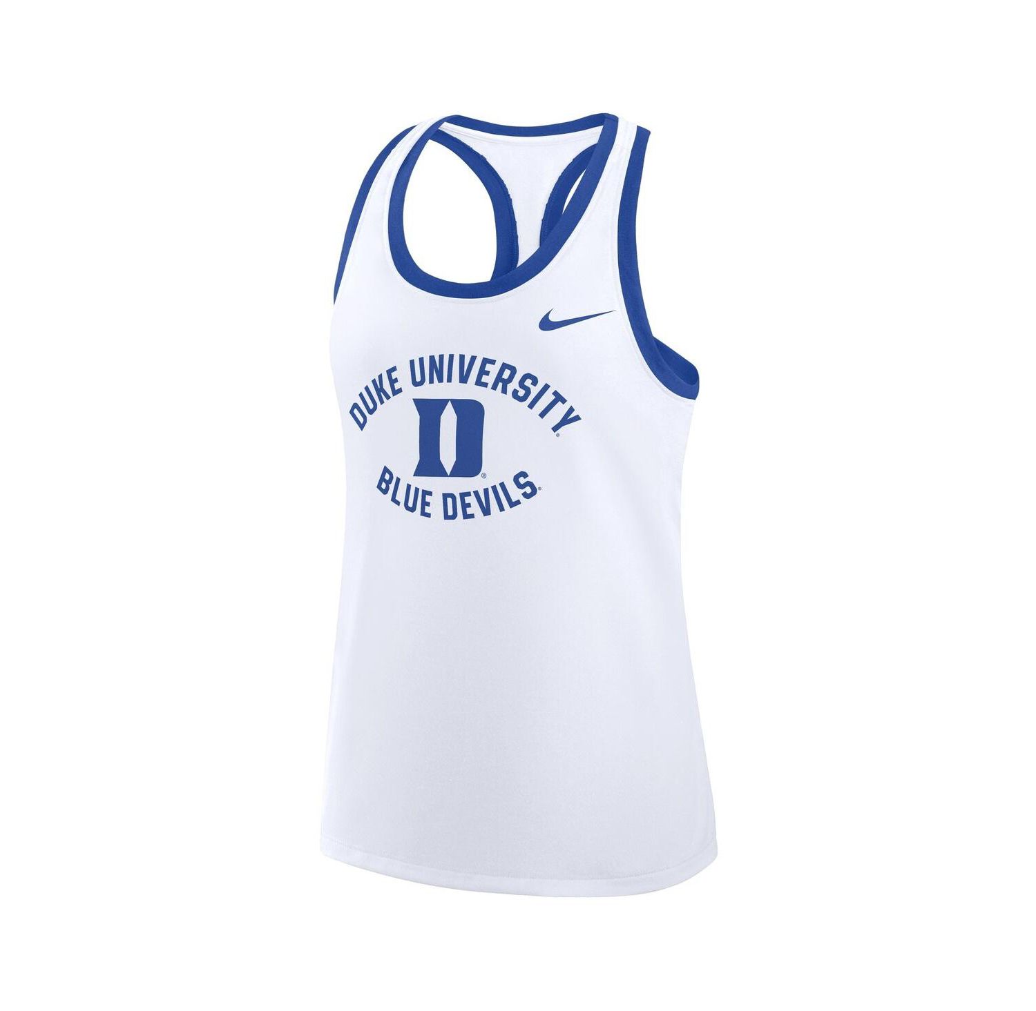 Women's White Duke Blue Devils Uni Name Tri-Blend Dri-FIT Tank Top