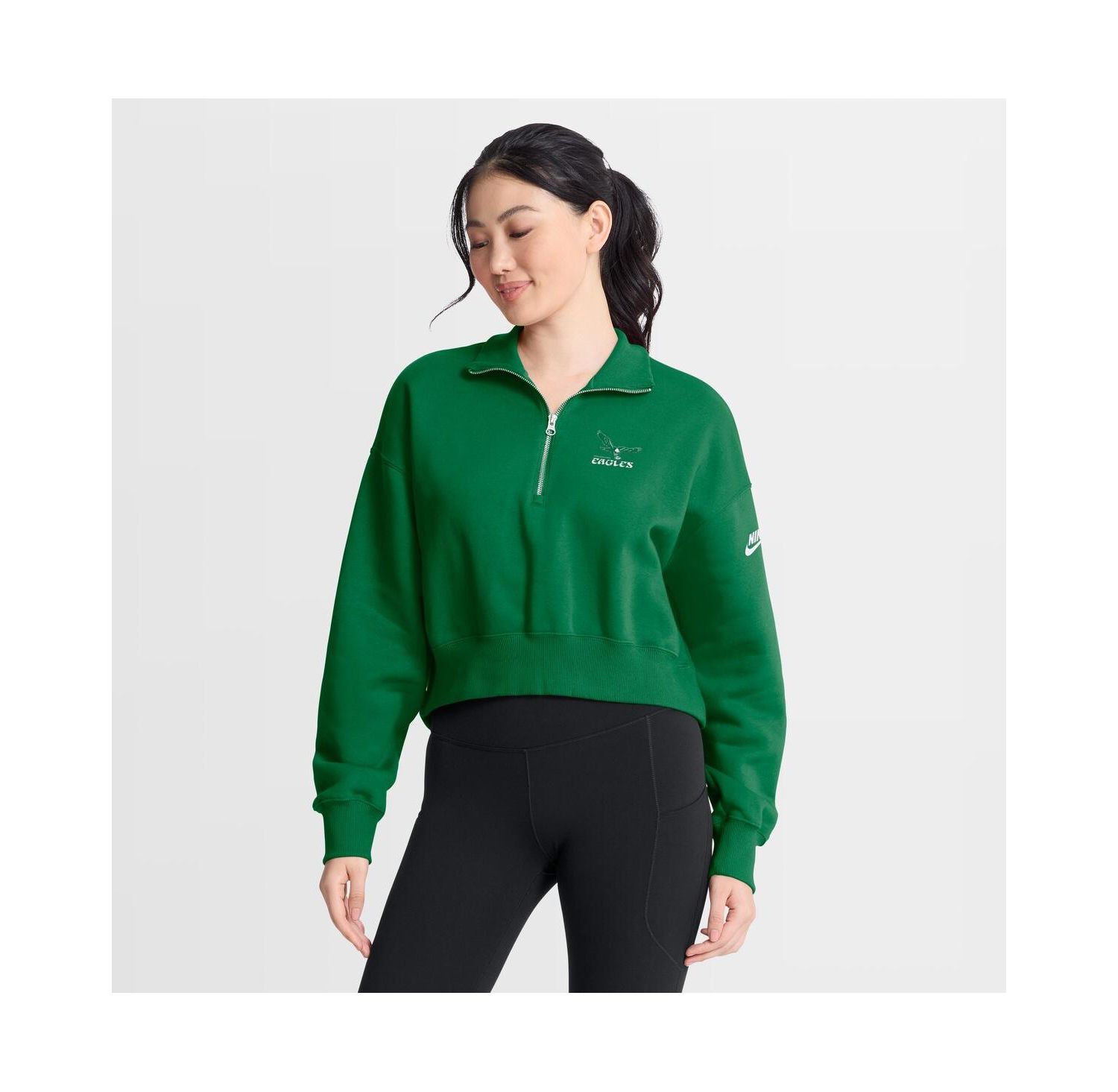 Women's Kelly Green Philadelphia Eagles Phoenix Fleece Quarter-Zip Sweatshirt