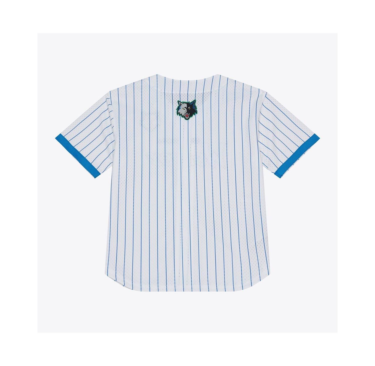 Men's White Minnesota Timberwolves Head Coach Pinstripe Mesh Full-Button Baseball Jersey
