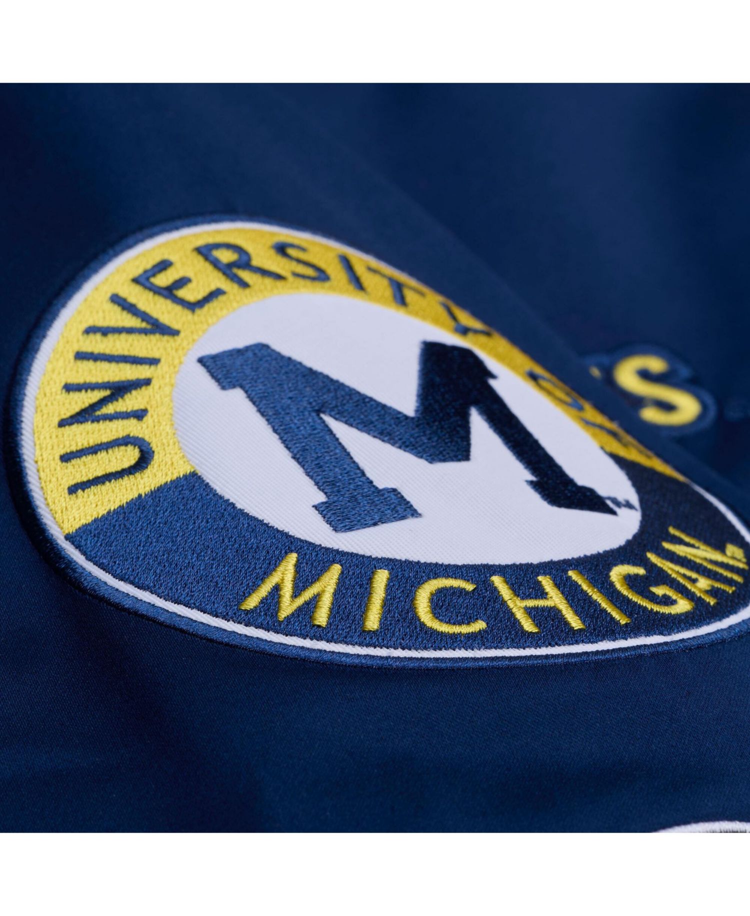 Men's Navy Michigan Wolverines Double Clutch Lightweight Satin Full-Snap Jacket