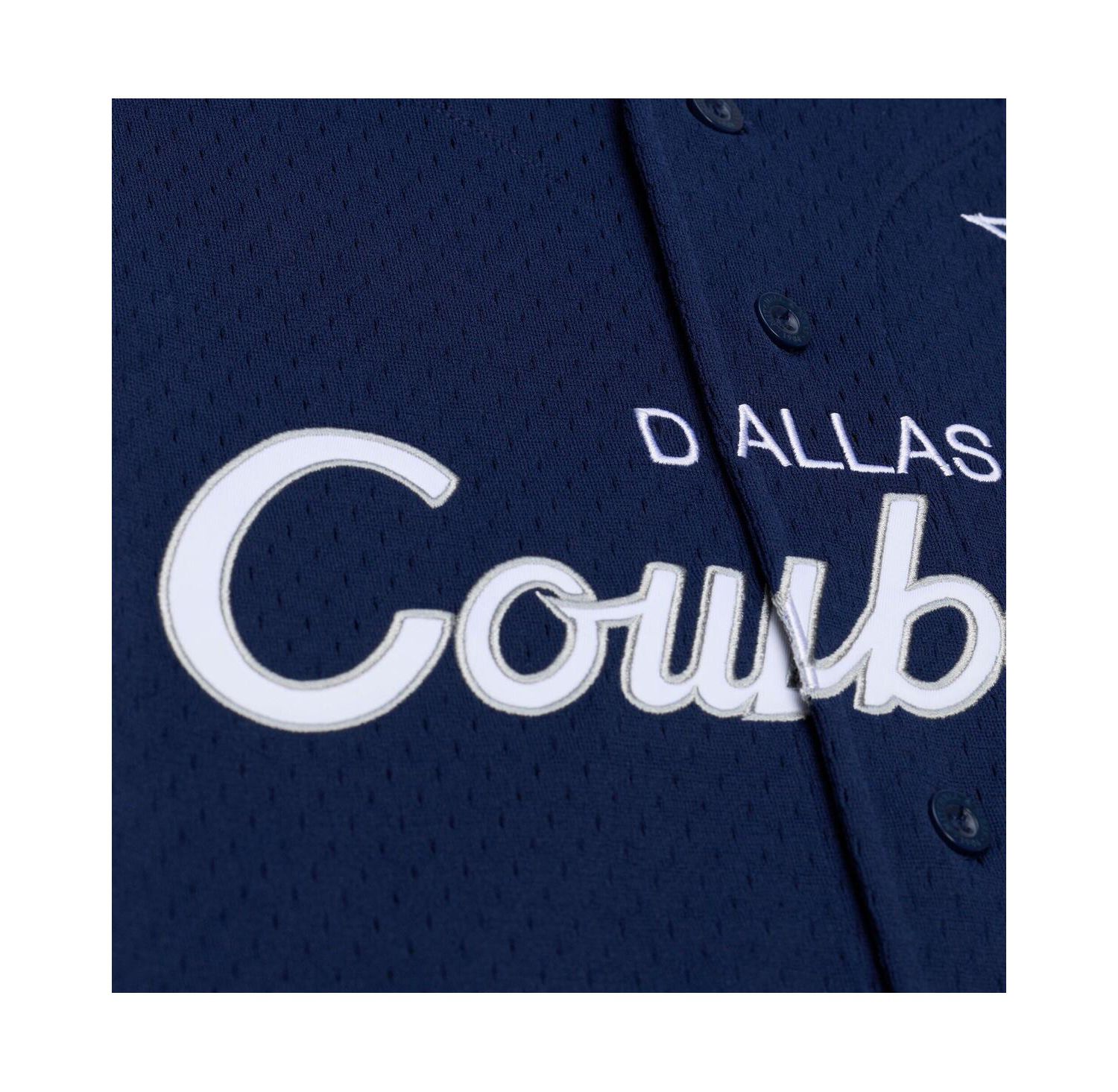Men's Navy Dallas Cowboys Head Coach Mesh Full-Button Fashion Jersey