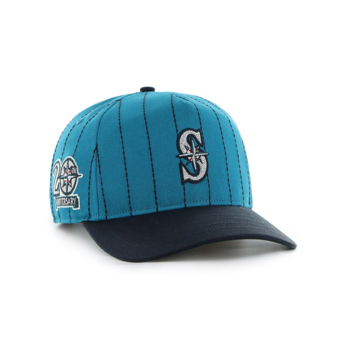Мужская кепка '47 Brand x Rawlings Teal/Navy Seattle Mariners Pinstripe Hitch Adjustable Hat — фото 1