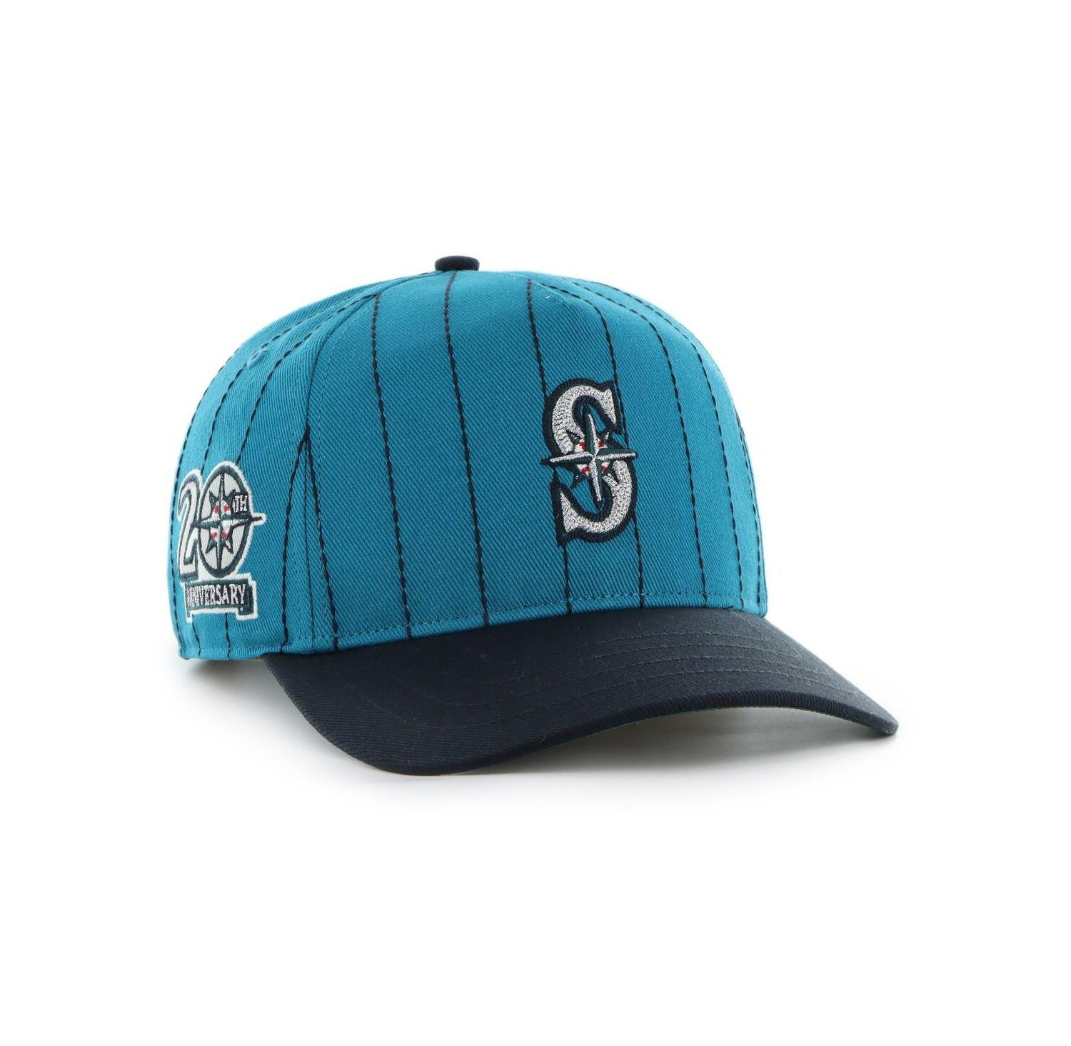 x Rawlings Men's Teal/Navy Seattle Mariners Pinstripe Hitch Adjustable Hat