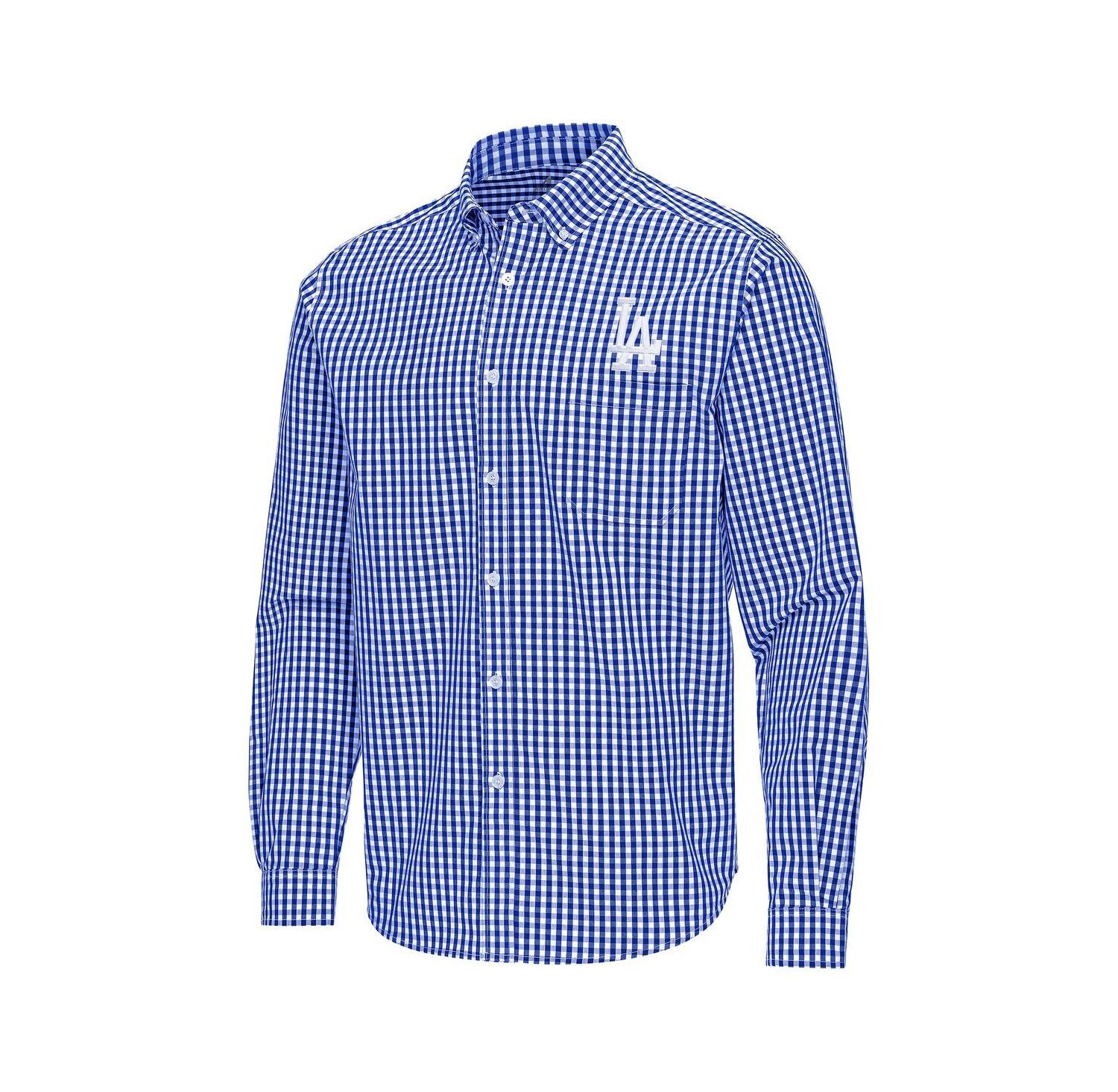 Men's Royal Los Angeles Dodgers Ellis Woven Tri-Blend Button-Down Shirt