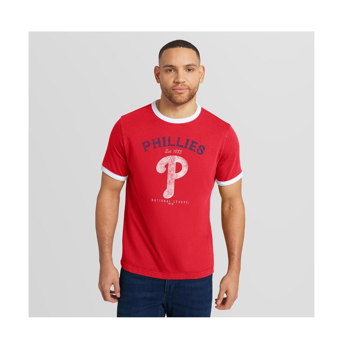 Мужская футболка Fanatics Darius Rucker Collection by Red Philadelphia Phillies Washed Ringer — фото 4
