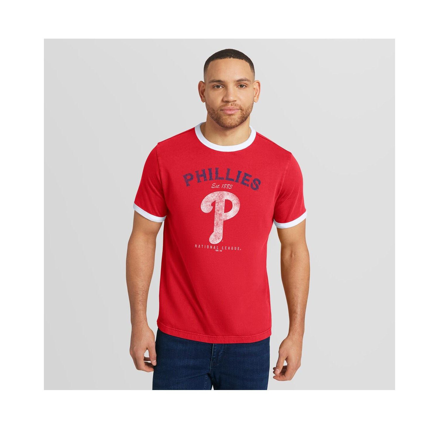 Darius Rucker Collection by Men's Red Philadelphia Phillies Washed Ringer T-Shirt
