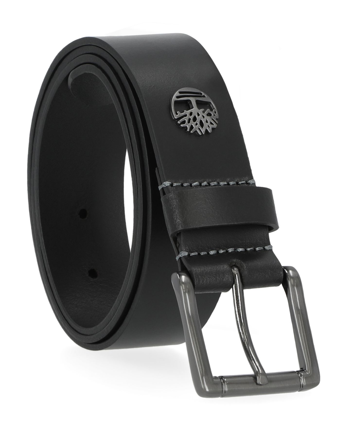 Мужской ремень Timberland Metal Tree Logo Belt, цвет: Чёрный — фото 1