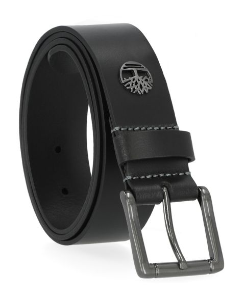 Мужской ремень Timberland Metal Tree Logo Belt, цвет: Чёрный