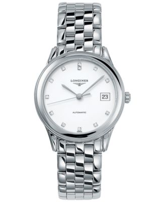 Longines - Watch, Men's Swiss Automatic Flagship Diamond Accent Stainless Steel Bracelet 36mm L47744276