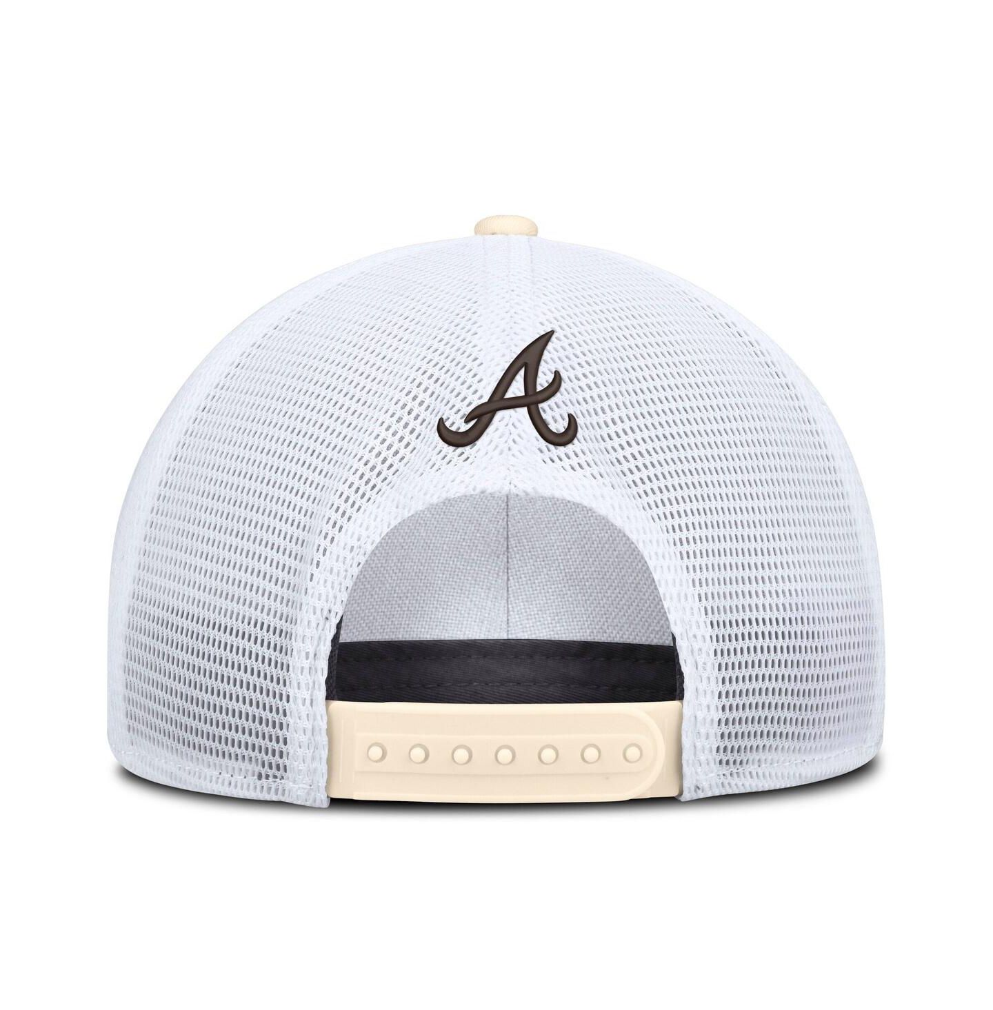 Мужская кепка Nike Natural/White Atlanta Braves Rise Dri-FIT Trucker Adjustable Hat — фото 4