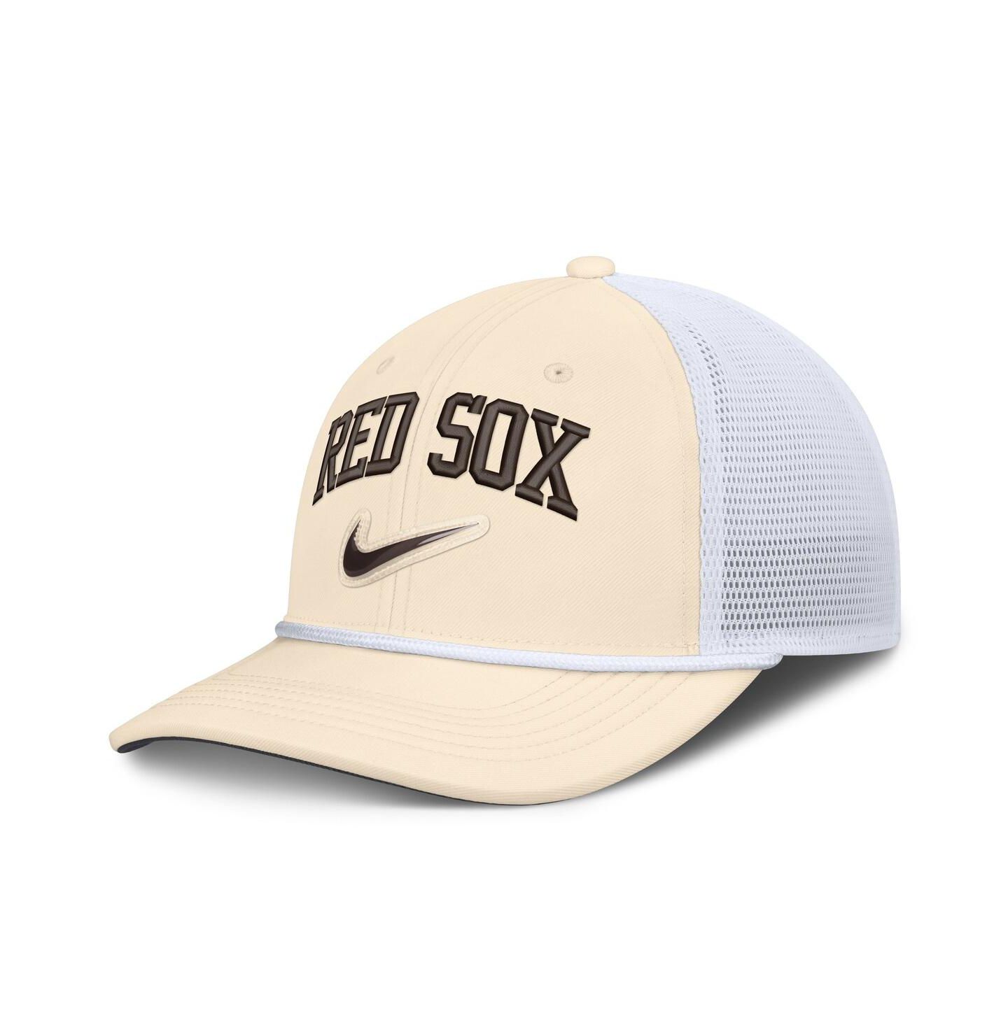 Мужская кепка Nike Natural/White Boston Red Sox Rise Dri-FIT Trucker Adjustable Hat — фото 1