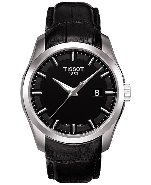 Tissot Men S Swiss Couturier Black Leather Strap Watch 39mm T0354101605100 Reviews All Fine Jewelry Jewelry Watches Macy S