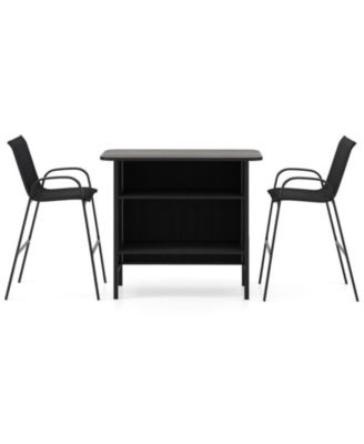 3-Piece Outdoor Bar Set with Footrest and 2-Tier Storage Shelf