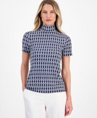 Women's Short-Sleeve Mock-Neck Top