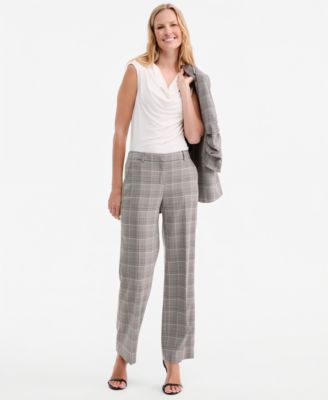 Women's Check Mid-Rise Wide-Leg Pants