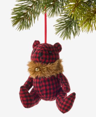 Cozy Cabin Plaid Bear Ornament