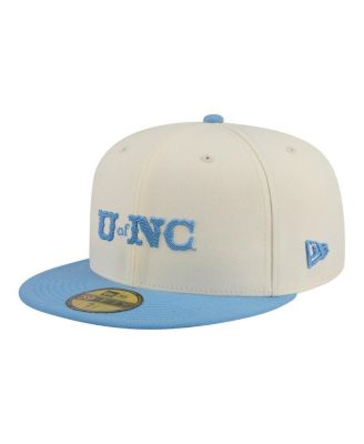 Men's Cream/Carolina Blue North Carolina Tar Heels Two-Tone Script 59FIFTY Fitted Hat