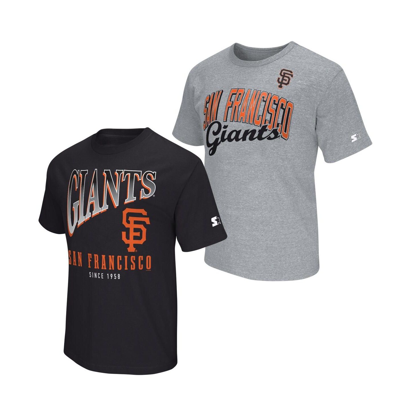 Мужские футболки Starter Black/Heather Gray San Francisco Giants Two-Pack T-Shirt Set — фото 1