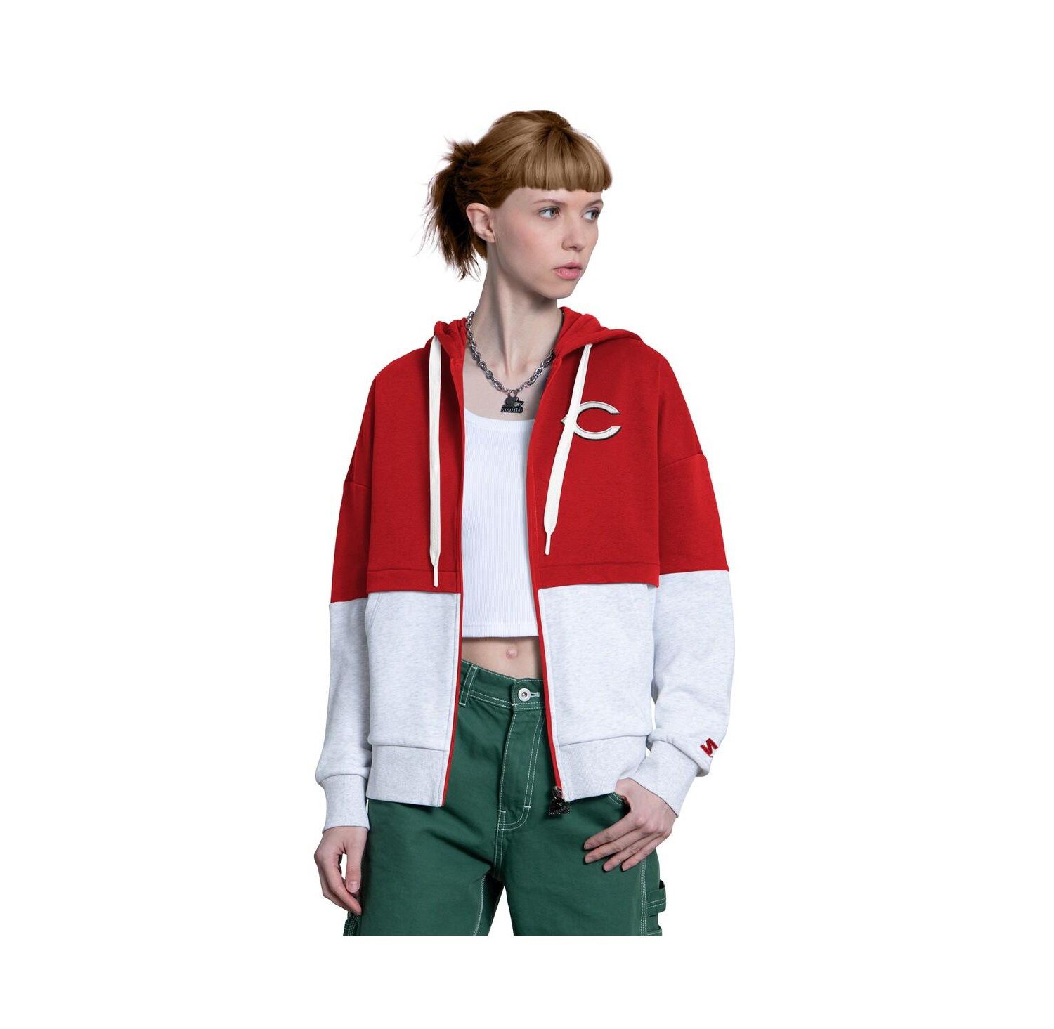 Women's Red/Heather Gray Cincinnati Reds Wishbone Full-Zip Hoodie