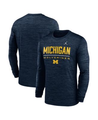 Men's Navy Michigan Wolverines Sideline Velocity Dri-FIT Long Sleeve T-Shirt