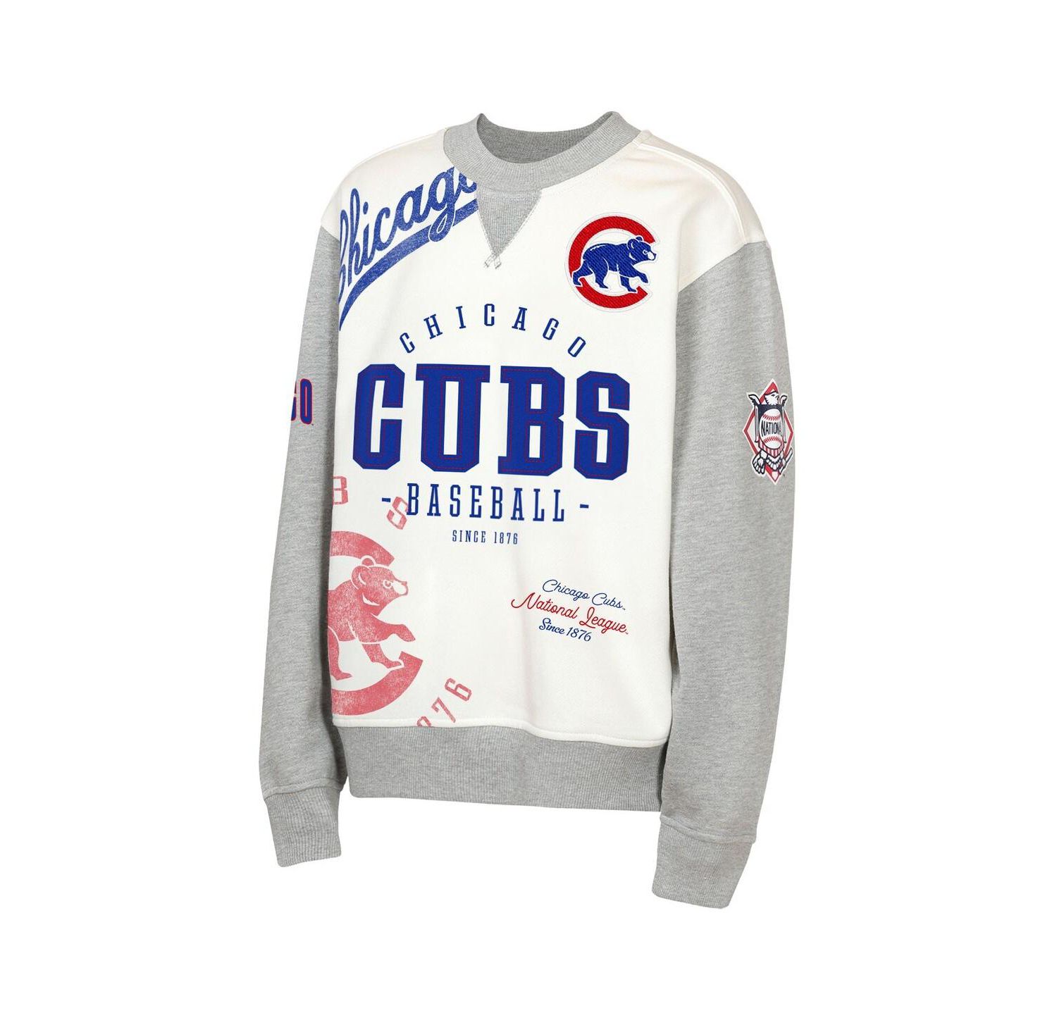 Big Boys and Girls Cream/Gray Chicago Cubs Big League Power Hit Fleece Sweatshirt