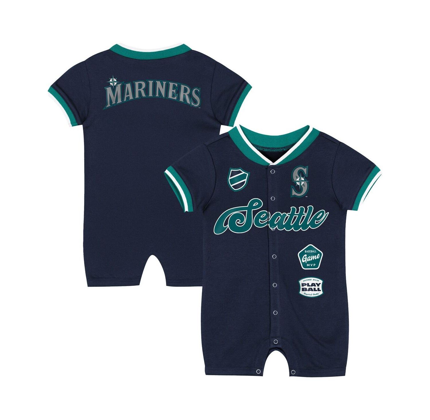 Baby Boys and Girls Navy Seattle Mariners Pinch Coverall