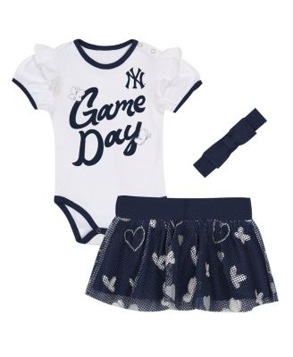 Baby Girls 3-Piece New York Yankees Bodysuit, Headband and Skirt Set