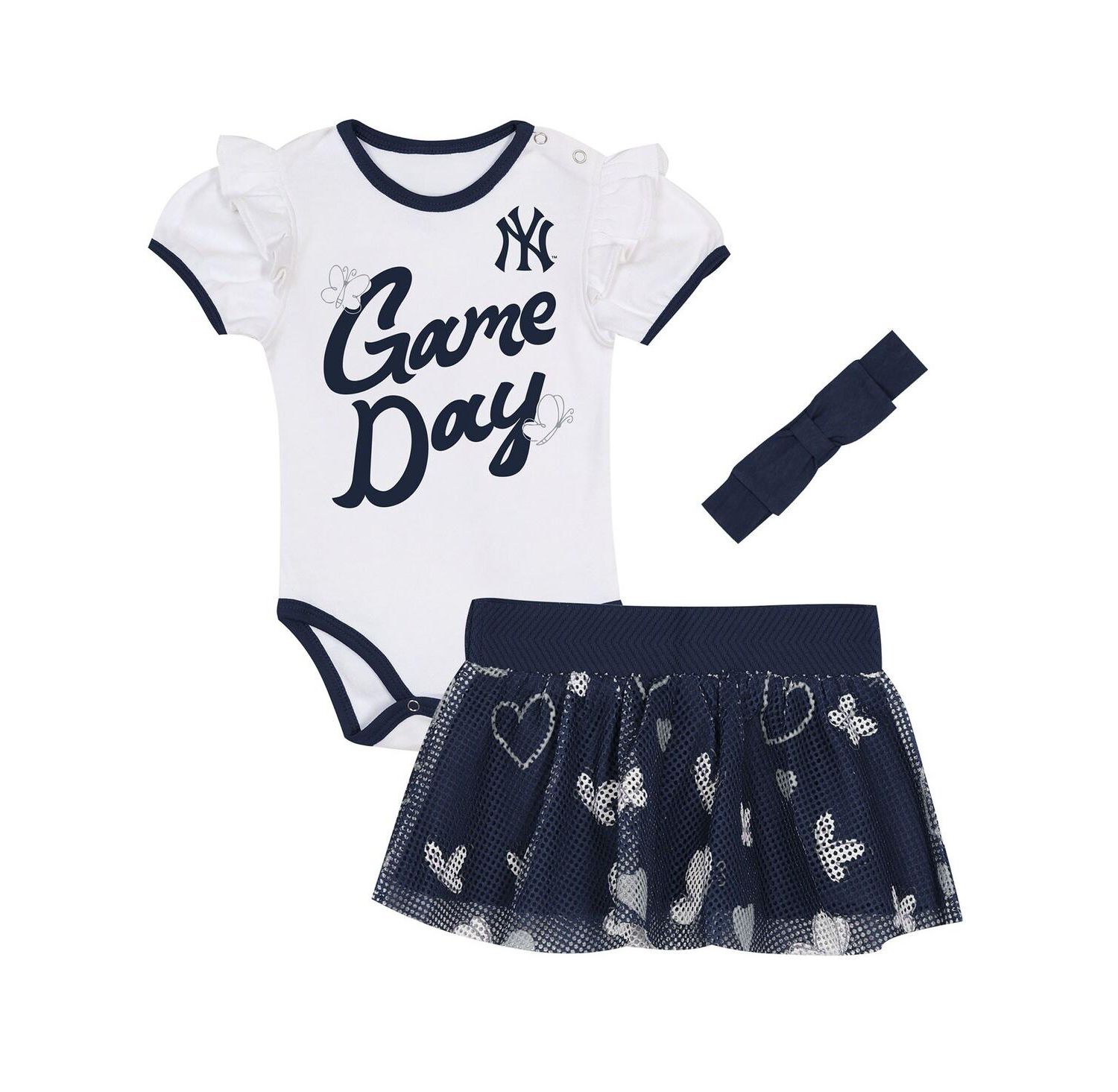 Baby Girls 3-Piece New York Yankees Bodysuit, Headband and Skirt Set