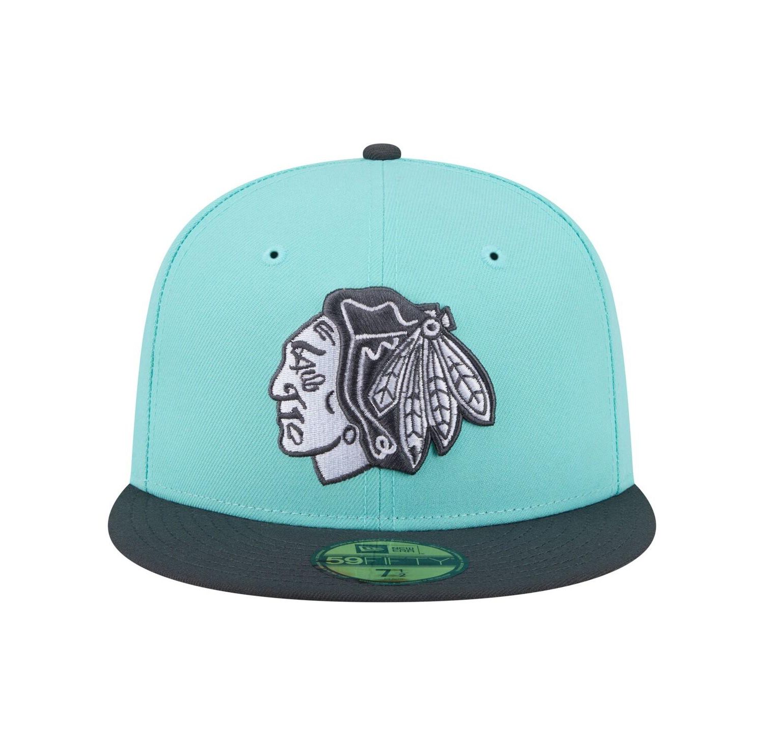 Men's Turquoise/Charcoal Chicago Blackhawks Two-Tone Color Pack 59FIFTY Fitted Hat