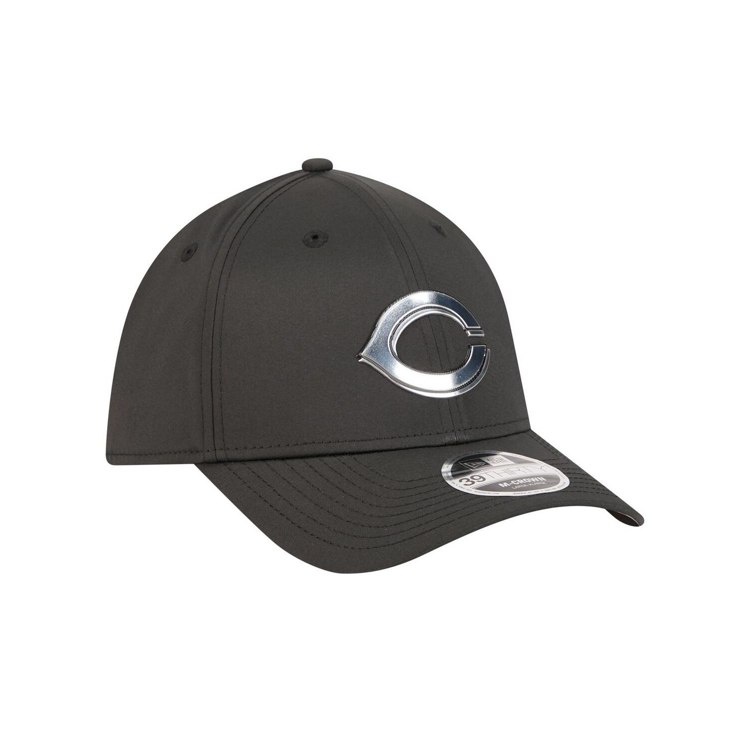 Men's Black Cincinnati Reds Metallic 39THIRTY M-Crown Flex Hat